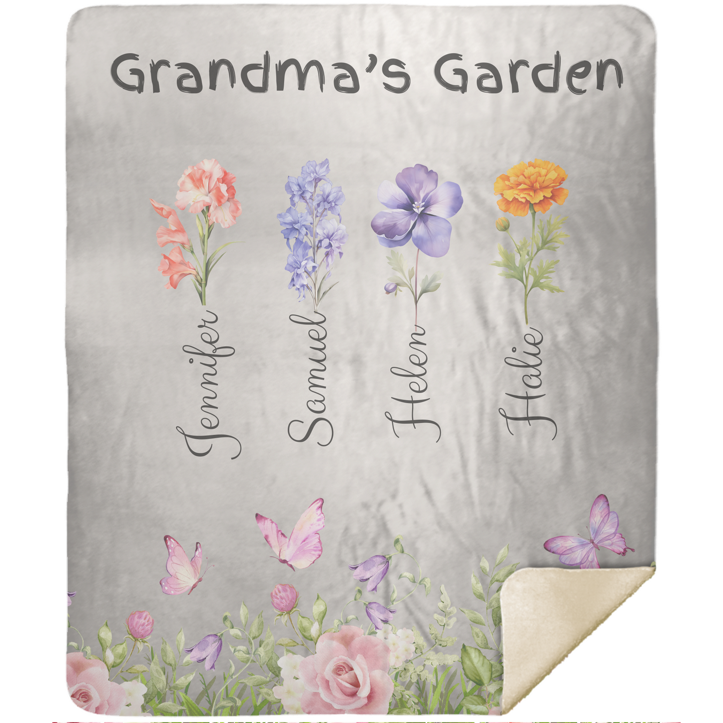 Custom Garden of Love Blanket – Personalized Floral Throw with Family Names