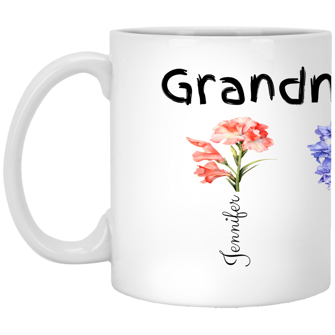 Personalized Garden Mug – Custom 11oz Floral Name Mug for Moms & Grandmas