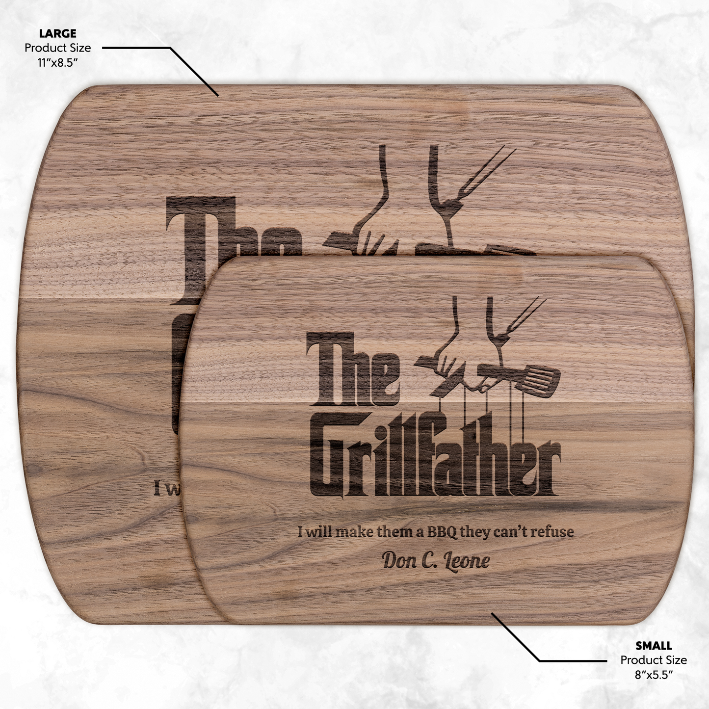 The Grillfather – Personalized Oval Cutting Board for Dad, Husband, or Grill Master