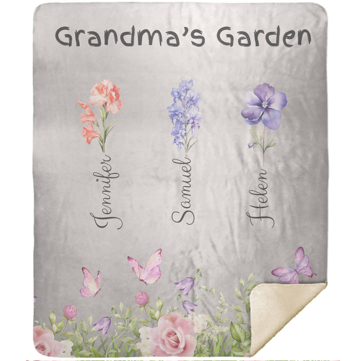 Custom Garden of Love Blanket – Personalized Floral Throw with Family Names