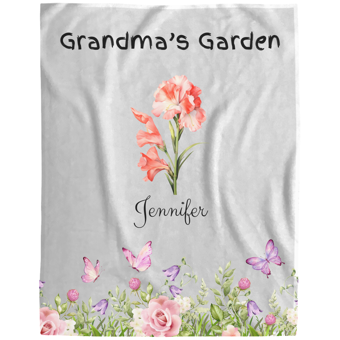 Custom Garden of Love Blanket – Personalized Floral Throw with Family Names
