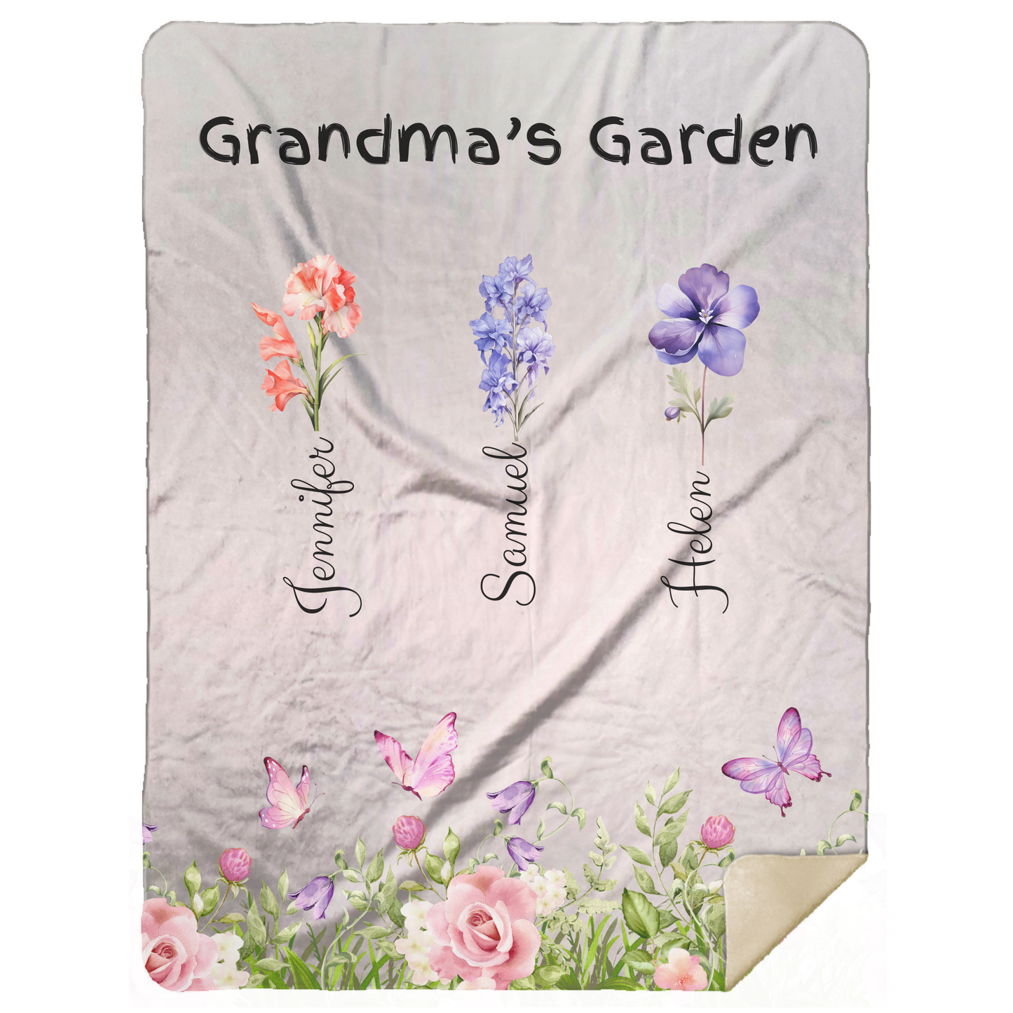 Custom Garden of Love Blanket – Personalized Floral Throw with Family Names
