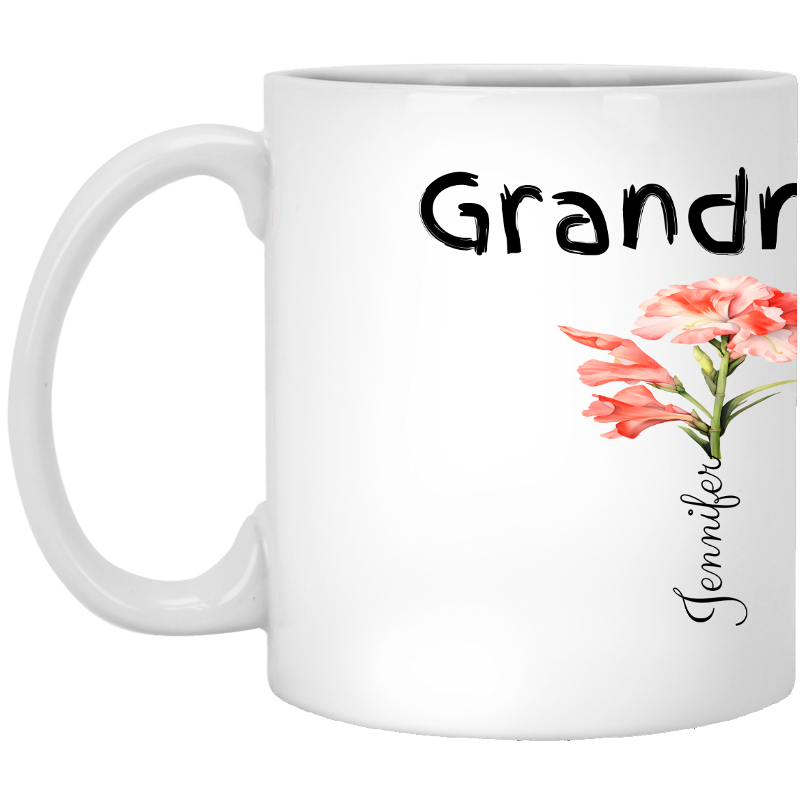 Personalized Garden Mug – Custom 11oz Floral Name Mug for Moms & Grandmas