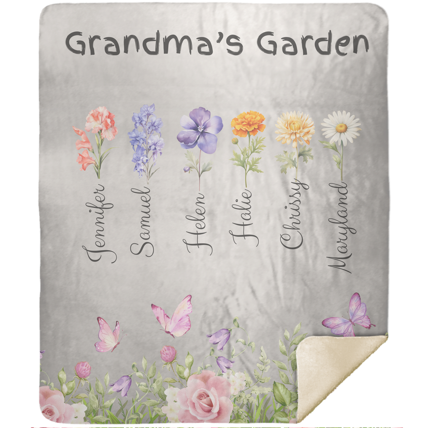 Custom Garden of Love Blanket – Personalized Floral Throw with Family Names