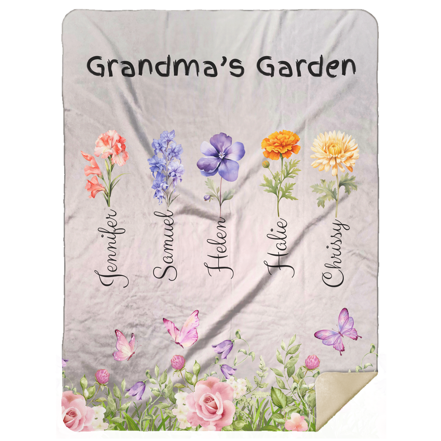 Custom Garden of Love Blanket – Personalized Floral Throw with Family Names