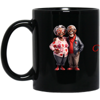 Elderly Love Couple 11oz Black Mug