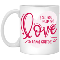 Love & Coffee11oz White Mug - no pink bkgrd