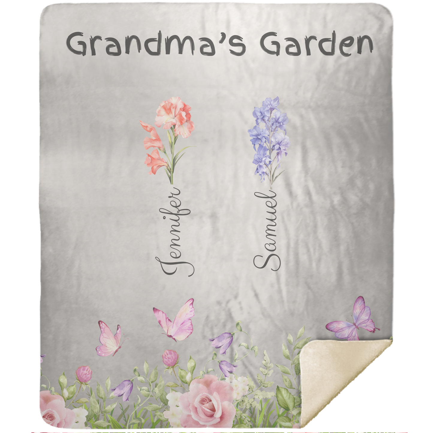 Custom Garden of Love Blanket – Personalized Floral Throw with Family Names