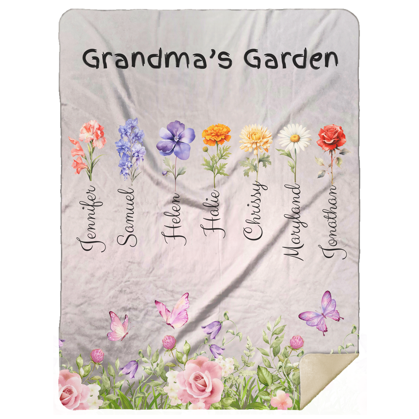 Custom Garden of Love Blanket – Personalized Floral Throw with Family Names