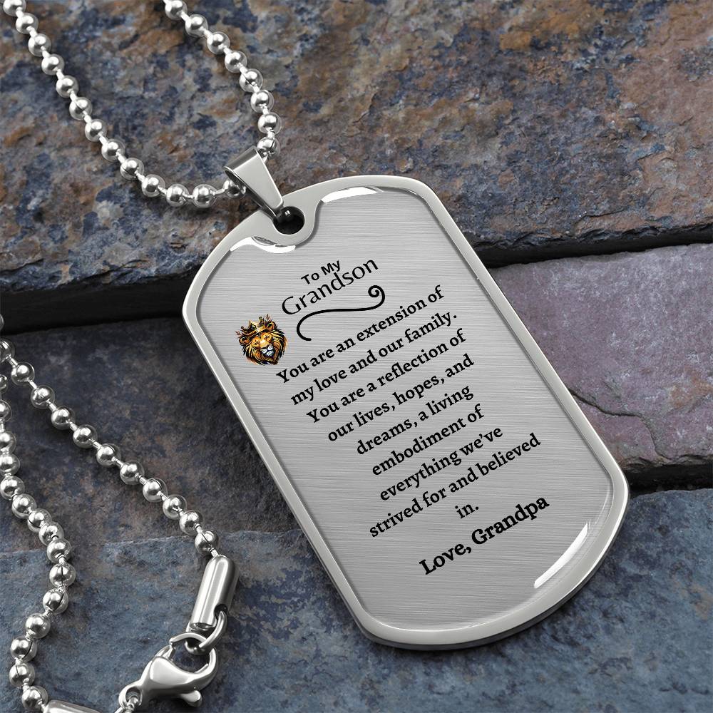Grandson Dog Tag Necklace – A Bold Symbol of Pride, Love, and Strength