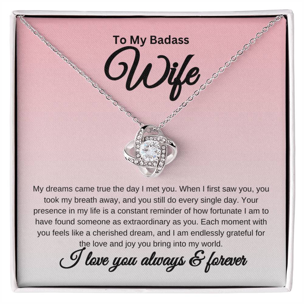 To My Badass Wife – Love Knot Necklace Gift From Husband