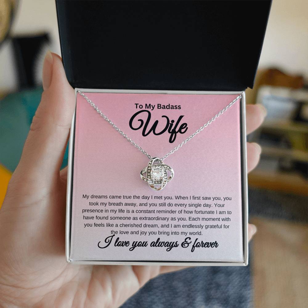 To My Badass Wife – Love Knot Necklace Gift From Husband