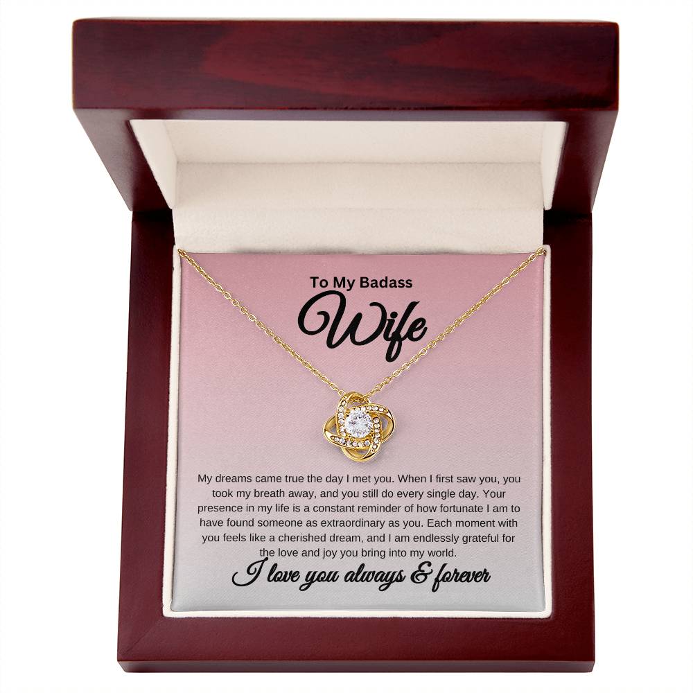 To My Badass Wife – Love Knot Necklace Gift From Husband