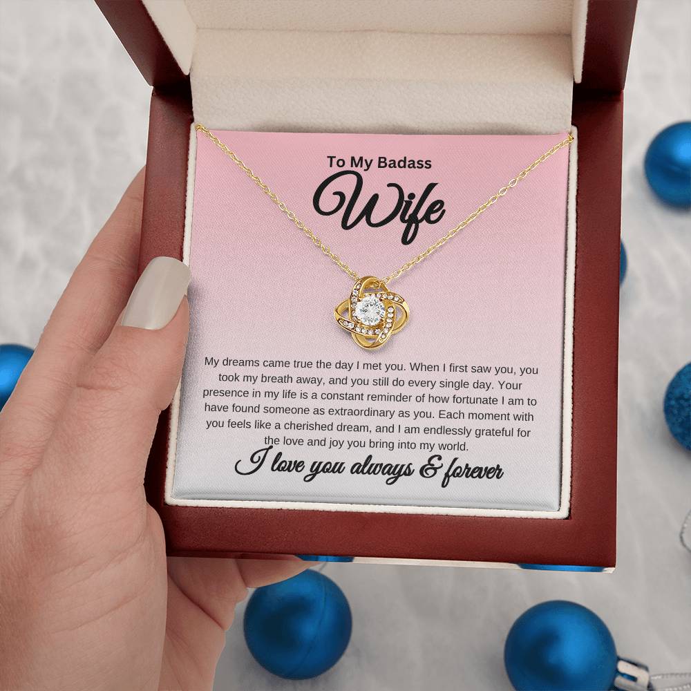 To My Badass Wife – Love Knot Necklace Gift From Husband