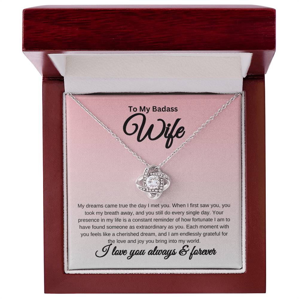 To My Badass Wife – Love Knot Necklace Gift From Husband