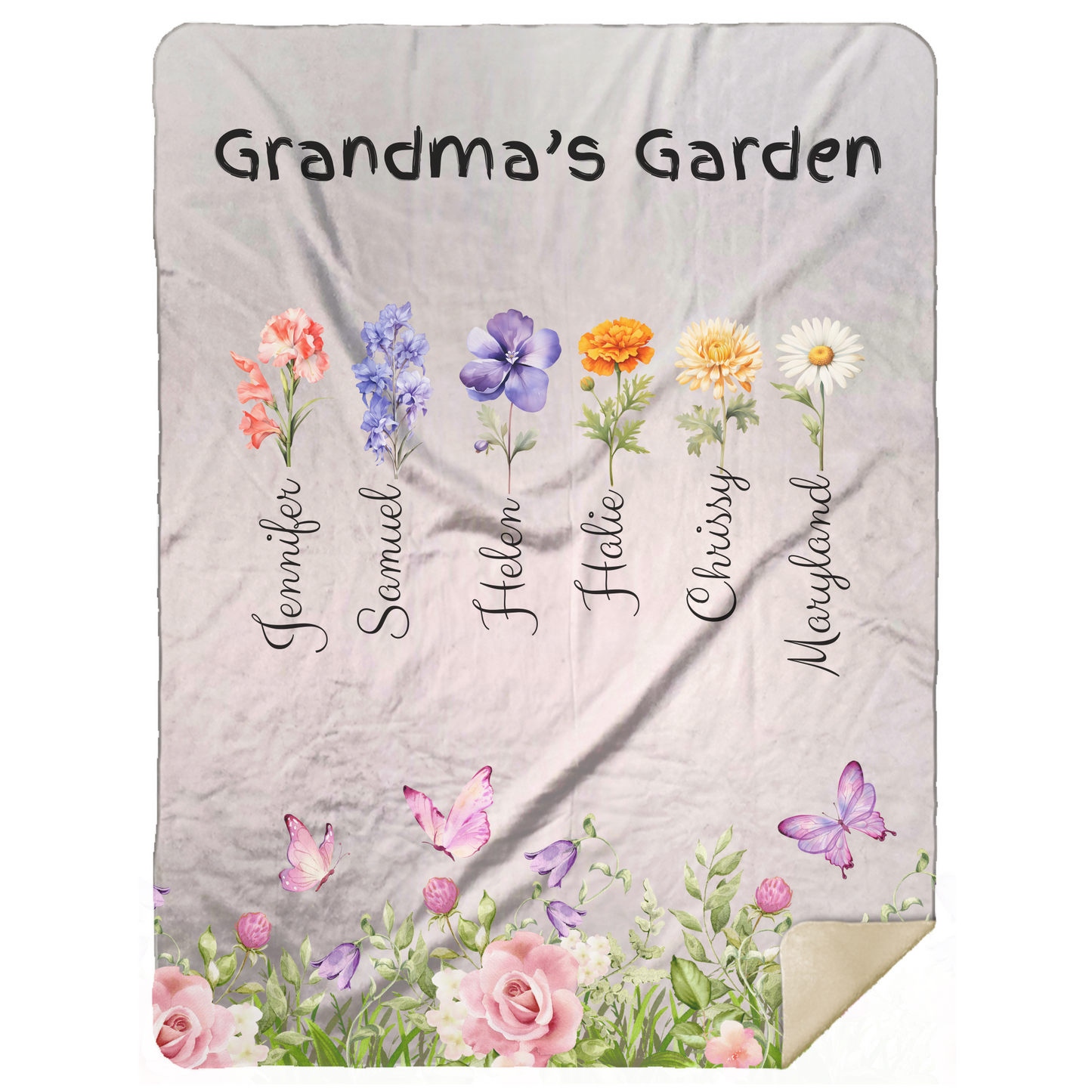Custom Garden of Love Blanket – Personalized Floral Throw with Family Names