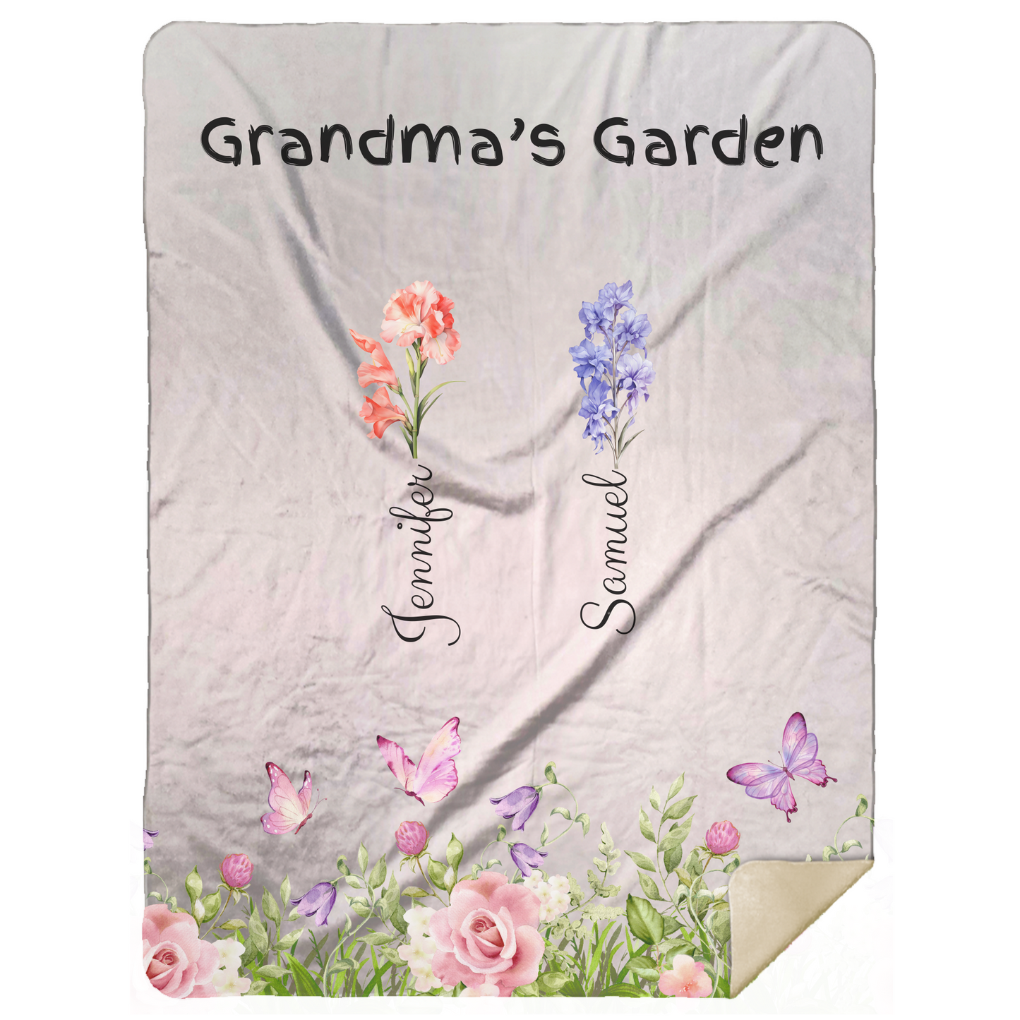 Custom Garden of Love Blanket – Personalized Floral Throw with Family Names