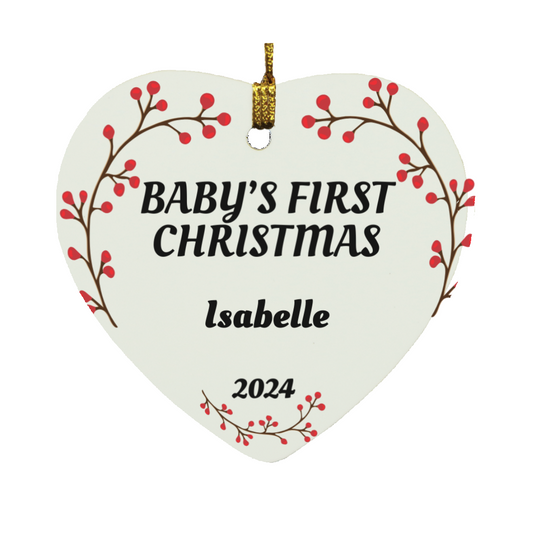 Baby First Personalized Heart Ornament