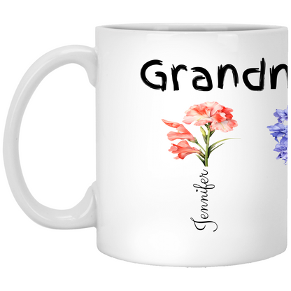 Personalized Garden Mug – Custom 11oz Floral Name Mug for Moms & Grandmas
