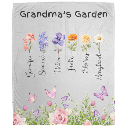 Custom Garden of Love Blanket – Personalized Floral Throw with Family Names