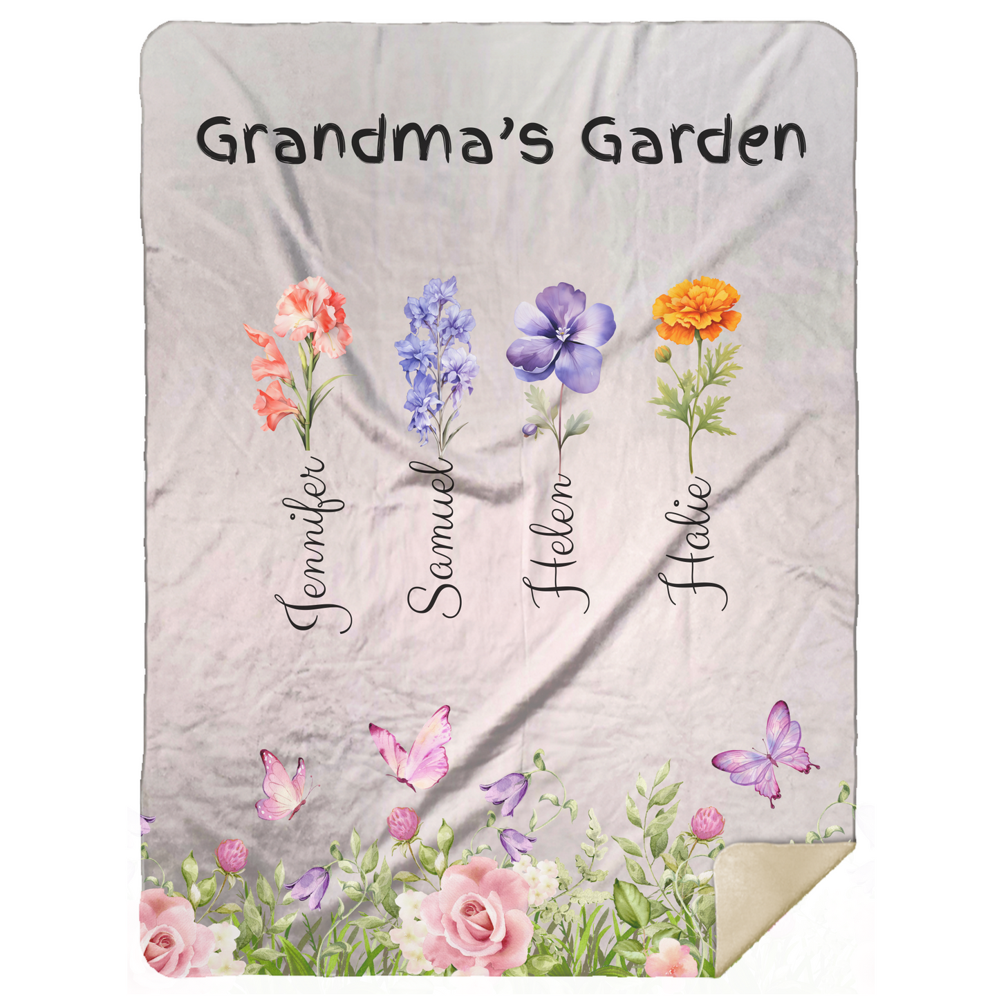 Custom Garden of Love Blanket – Personalized Floral Throw with Family Names