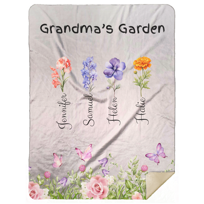 Custom Garden of Love Blanket – Personalized Floral Throw with Family Names