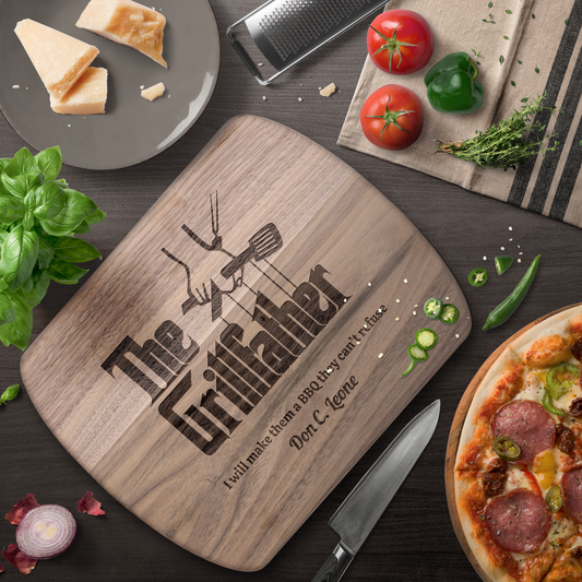 The Grillfather – Personalized Oval Cutting Board for Dad, Husband, or Grill Master