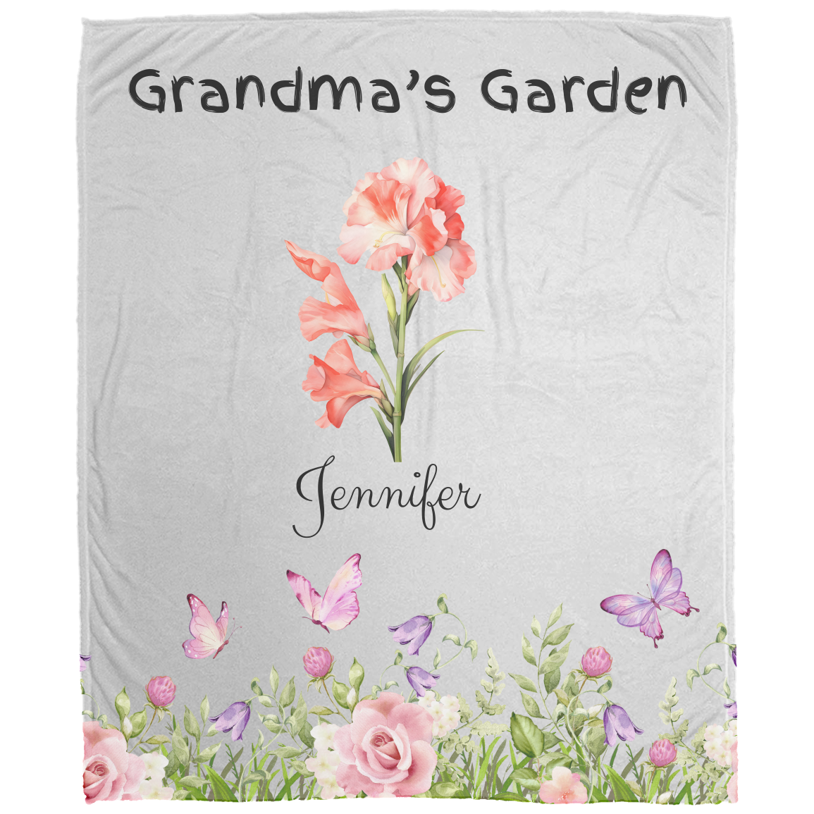 Custom Garden of Love Blanket – Personalized Floral Throw with Family Names