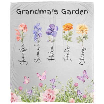 Custom Garden of Love Blanket – Personalized Floral Throw with Family Names