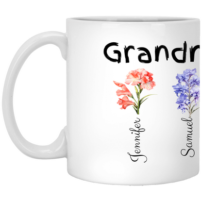Personalized Garden Mug – Custom 11oz Floral Name Mug for Moms & Grandmas