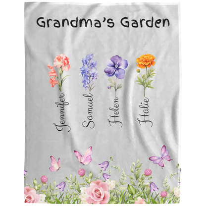 Custom Garden of Love Blanket – Personalized Floral Throw with Family Names