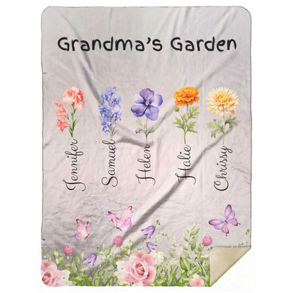 Custom Garden of Love Blanket – Personalized Floral Throw with Family Names