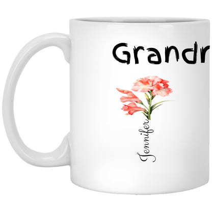 Personalized Garden Mug – Custom 11oz Floral Name Mug for Moms & Grandmas