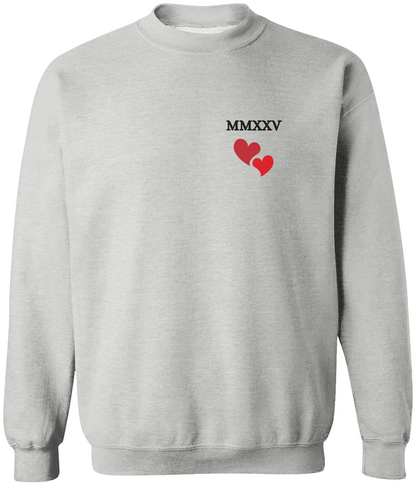 MMXXV Love Hearts Pullover Sweatshirt