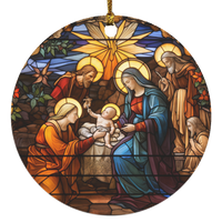 Jesus Birth Stain Glass Ornament