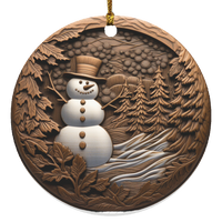 Snowman Wooden-like Ornament