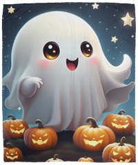 Cute Nightly Ghost Fleece Blanket - 50x60