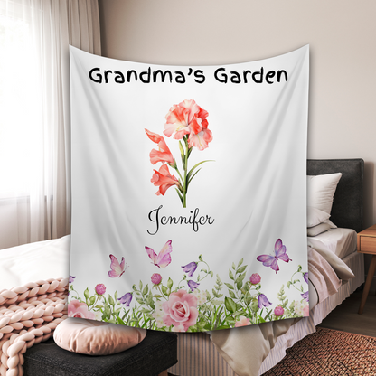 Custom Garden of Love Blanket – Personalized Floral Throw with Family Names