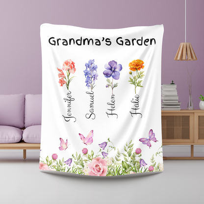 Custom Garden of Love Blanket – Personalized Floral Throw with Family Names
