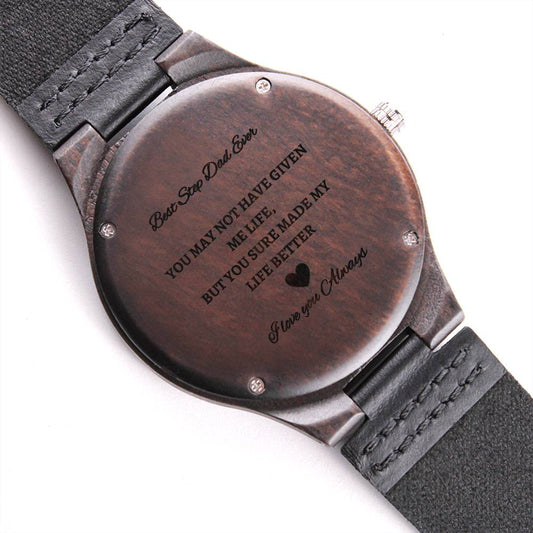 Step Dad Engraved Sandalwood Watch- Gift for Bonus Dad- Step Dad