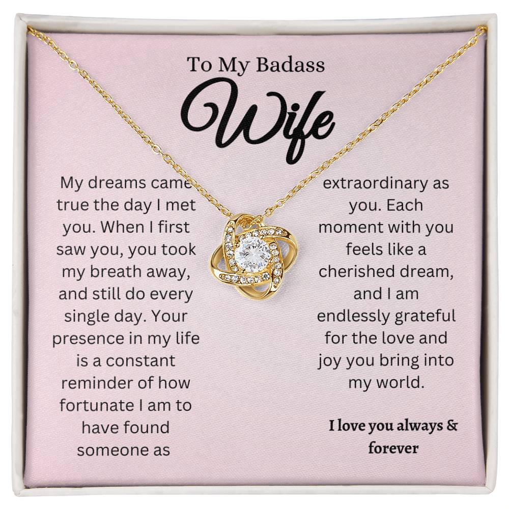 To My Badass Wife Love Knot Necklace