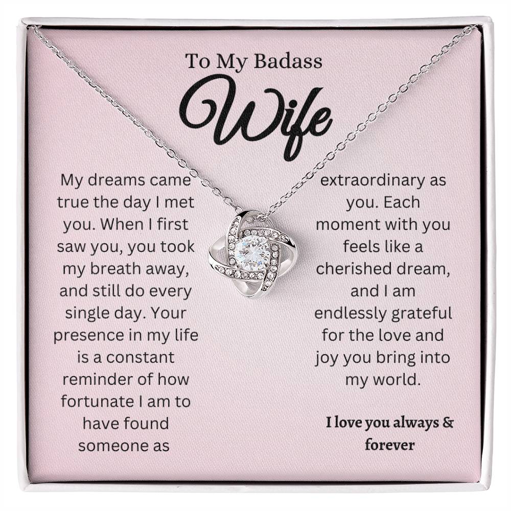 To My Badass Wife Love Knot Necklace