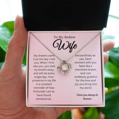 To My Badass Wife Love Knot Necklace