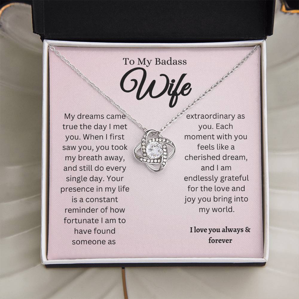 To My Badass Wife Love Knot Necklace