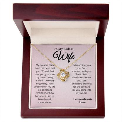 To My Badass Wife Love Knot Necklace