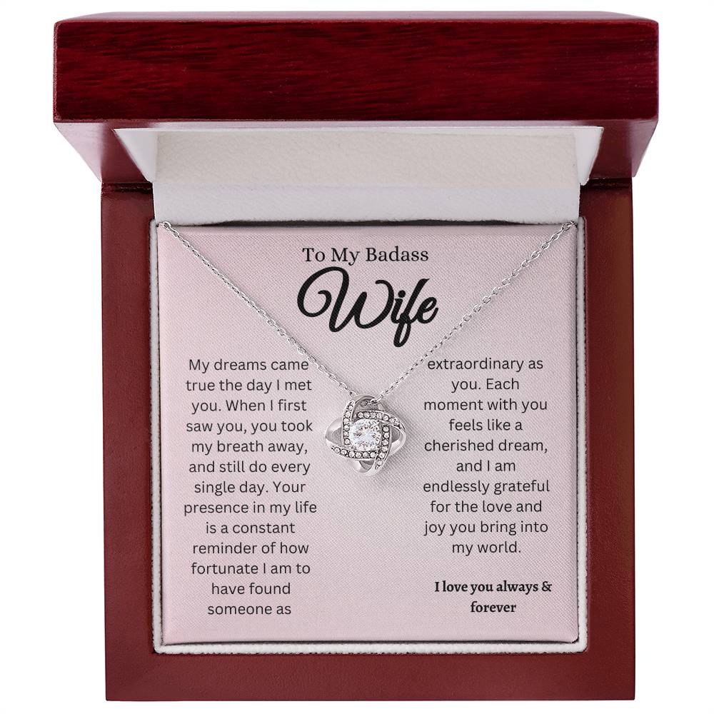 To My Badass Wife Love Knot Necklace