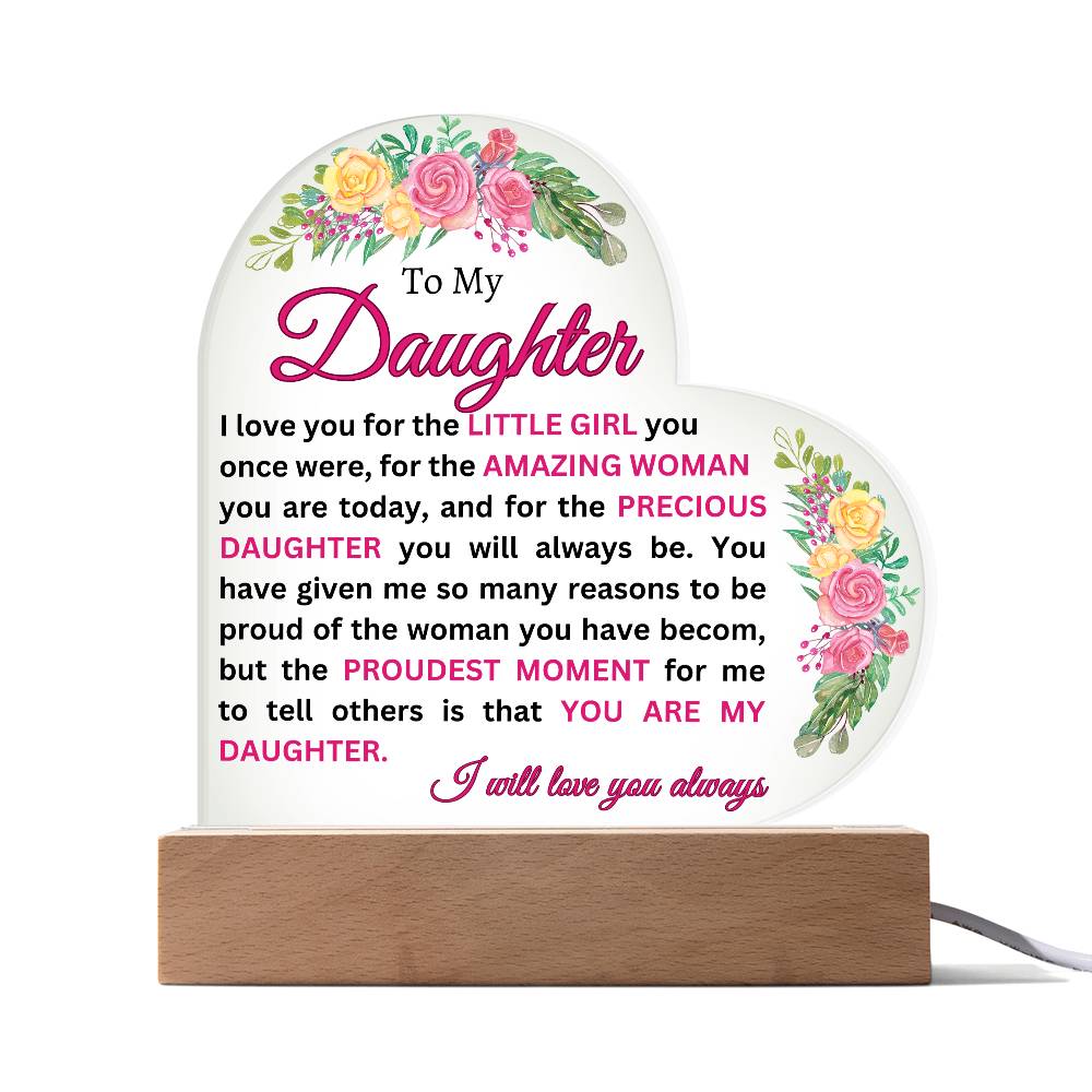 Daughter Heart Plaque- with Roses