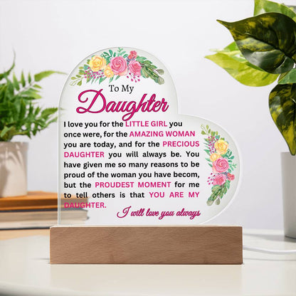 Daughter Heart Plaque- with Roses