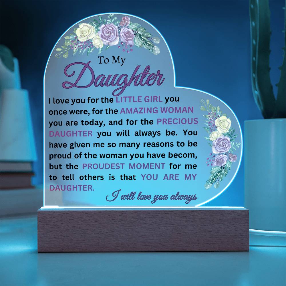 Daughter Heart Plaque- with Roses