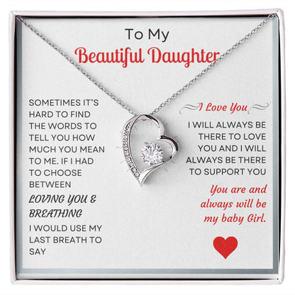 Beautiful Daughter Heart Pendant- Gift for Daughter- Bonus Daughter